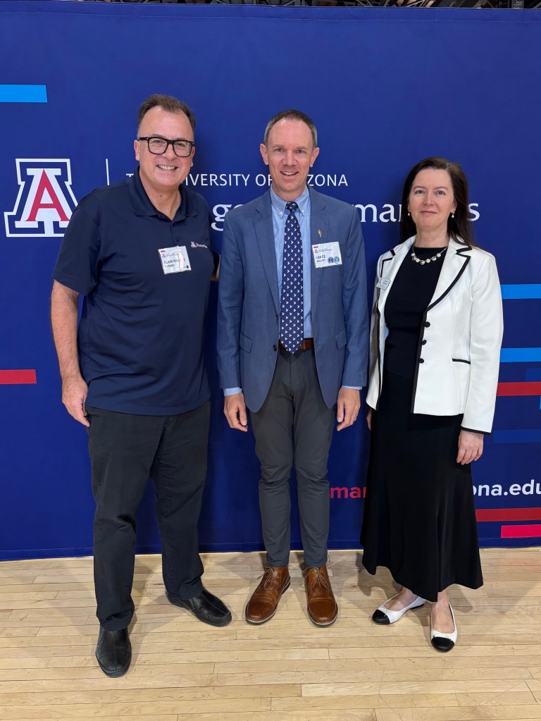 Lance with the University of Arizona College of Humanities dean and  the head of the French & Italian department